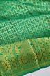 Kanchipuram Silk Criss Cross Checks And Butta Green Saree