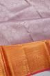 Kanchipuram Silk Checks And Butta Lilac Saree