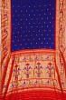 Paithani Silk Bandhani And Butta Dark Blue Saree With Akruthi Border