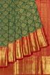 Kanchipuram Silk Floral Brocade Bottle Green Saree