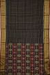 Kanchipuram Silk Ikat And Checks Black Saree