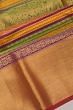 Kanchipuram Silk Brocade Horizontal Lines Multicolor Saree