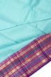 Kanchipuram Silk Checks Sky Blue Saree With Vintage Border
