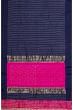 Georgette Vertical Lines Dark Blue Saree With Bandhani Pallu