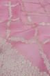 Banarasi Kora Organza Criss Cross Checks Baby Pink Saree