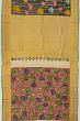 Kanchipuram Silk Kalamkari Handpainted Pastel Brown Saree