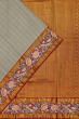 Kanchipuram Silk Checks Grey Saree With Parsi Gara Border