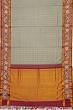 Kanchipuram Silk Checks Grey Saree With Parsi Gara Border