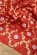 Pure Chanderi Silk Jaal And Butta Red Saree