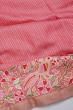 Kanchipuram Silk Brocade Pink Saree With Embroidery