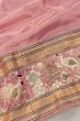 Parsi Gara Banarasi Silk Plain Baby Pink Saree