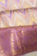 Taranga Kanchi Silk Tissue Zig Zag Lines Gold Saree