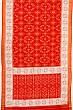 Pochampally Silk Ikat Red Saree With Attached Tussar Embroidery Border