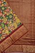 Kanchipuram Silk Hand Painted Kalamkari Grey Saree