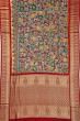 Kanchipuram Silk Hand Painted Kalamkari Baby Grey Saree