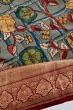 Kanchipuram Silk Hand Painted Kalamkari Baby Grey Saree