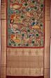 Kanchipuram Silk Hand Painted Kalamkari Grey Saree