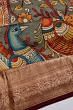 Kanchipuram Silk Hand Painted Kalamkari Grey Saree