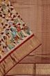 Kanchipuram Silk Hand Painted Kalamkari Beige Saree