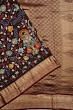 Kanchipuram Silk Hand Painted Kalamkari Black Saree