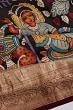 Kanchipuram Silk Hand Painted Kalamkari Black Saree