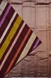 Kanchipuram Silk Diagonal Lines Brown Saree