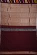 Kanchipuram Silk Diagonal Lines Brown Saree