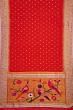 Paithani Silk Butta Red Saree With Double Muniya Border