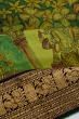 Kanchipuram Silk Handpainted Kalamkari Green Saree