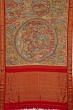 Kanchipuram Silk Handpainted Kalamkari Yellow Saree