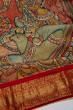 Kanchipuram Silk Handpainted Kalamkari Yellow Saree