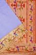 Paithani Silk Checks Lavender Saree With Akruthi Border