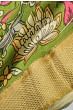 Crepe Kalamkari Hand Painted Green Saree