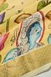 Crepe Kalamkari Hand Painted Yellow Saree