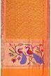 Paithani Silk Embroidery Half And Half Mustard Yellow Saree With Single Muniya Border