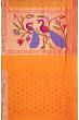 Paithani Silk Embroidery Half And Half Mustard Yellow Saree With Single Muniya Border