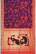 Paithani Silk Kalamkari Hand Painted And Butta Violet Saree