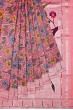 Paithani Silk Kalamkari Hand Painted And Vertical Lines Pink Saree