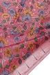 Paithani Silk Kalamkari Hand Painted And Vertical Lines Pink Saree