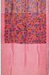 Paithani Silk Kalamkari Hand Painted And Vertical Lines Pink Saree