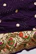 Banarasi Silk Bandhani And Butta Violet Saree