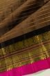 Kanchipuram Silk Horizontal Lines Black Saree