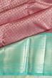 Kanchipuram Silk Criss Cross Checks And Butta Pink Saree