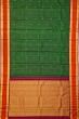 Kanchipuram Silk Checks And Butta Bottle Green Saree