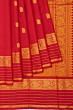 Kanchipuram Silk Paisley Butta Red Saree With Classic Border