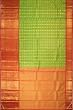 Kanchipuram Silk Tissue Vertical Lines And Butta Parrot Green Saree