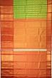 Kanchipuram Silk Tissue Vertical Lines And Butta Parrot Green Saree