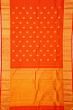 Kanchipuram Silk Checks And Butta Dual Tone Red And Orange Saree