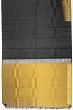 Kanchipuram Silk Plain Black And Gold Saree With Increasing Temples