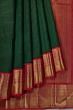 Kanchipuram Silk Checks Dark Green Saree